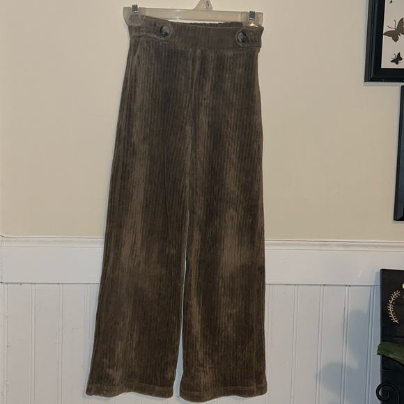 Zara Brown soft Corduroy Wide-Leg Pants Girl 6 - Picture 2 of 6